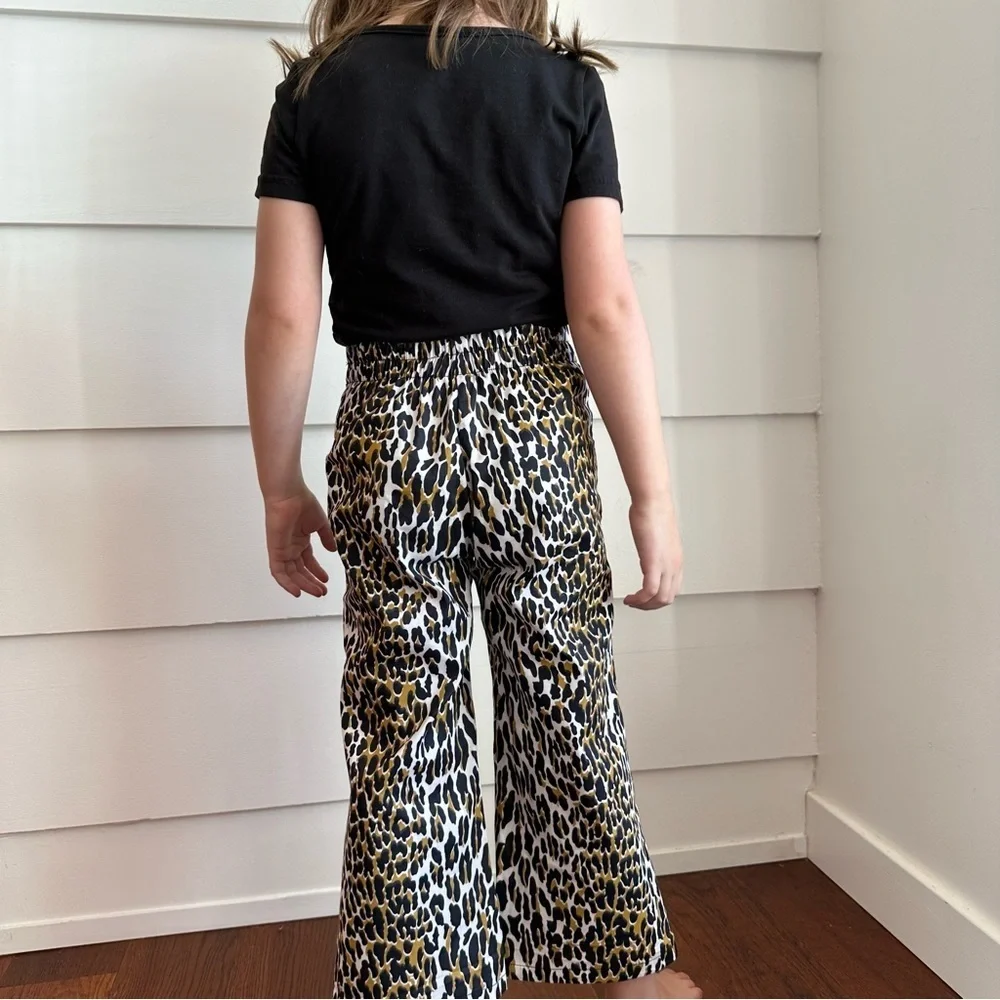 Vintage Fabric Leopard Print Flared Pants